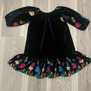 Chasing Fireflies Black Velvet Dress Size 4-5